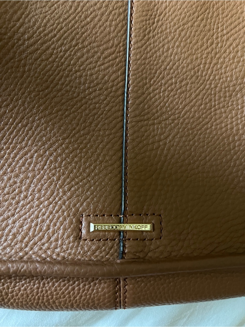 Rebecca Minkoff Brown Leather Gold Studded Hardware Feed Crossbody Purse - Picture 4 of 4
